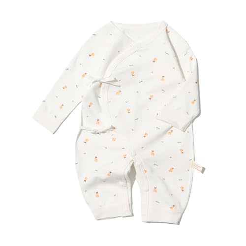Cherie Kids 100% Organic Cotton Soft 0-6 Months Newborn Baby Romper Jumpsuits for Boys and Girls Unisex Long Sleeve