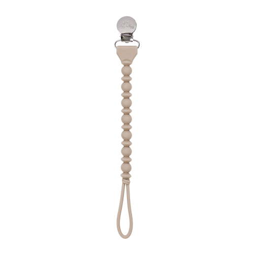 Itzy Ritzy Sweetie Strap Beaded Silicone Pacifier Clip, Unisex, Toast