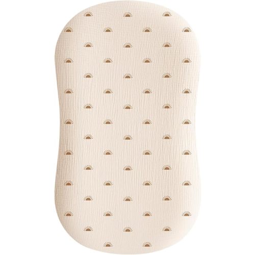 Konssy Muslin Baby Lounger Cover 1 Pack, 100% Cotton Newborn Lounger Sheets, Soft and Breathable Baby Nest Slipcover, Cover Only (Sun)