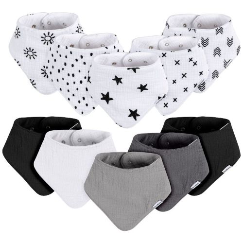 Gerber Neutral Baby Muslin Bandana Bibs - Multi Whites - One Size Fits Most - 10-pack