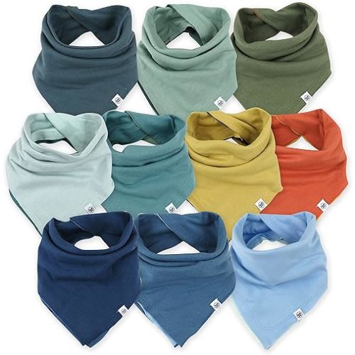 HonestBaby Multipack Reversible Bandana Drool Bibs Burpcloths Adjustable Snaps for Infant Baby Boys,Girls 100% Organic Cotton