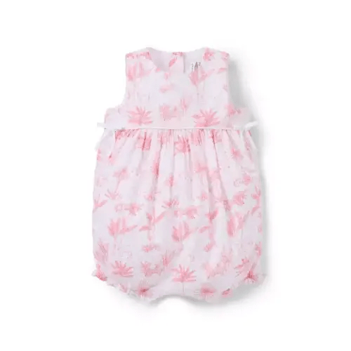 Baby Pink Palette Safari Toile Baby Safari Toile Bow Romper by Janie and Jack