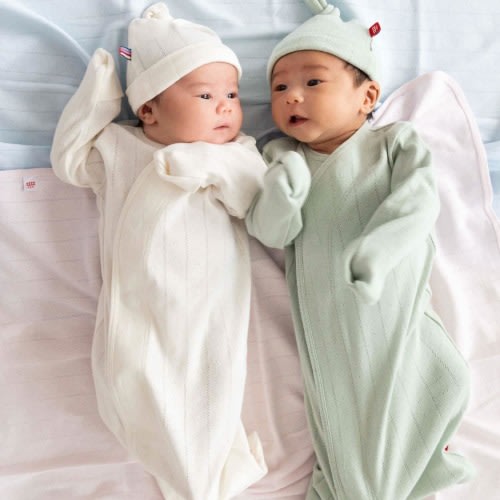 love lines seagrass organic cotton pointelle magnetic cozy sleeper gow – Magnetic Me
