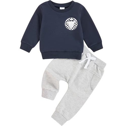 YINGISFITM Halloween Baby Boy Clothes Toddler Pumpkin Sweatshirt Long Sleeve Shirt Top Pocket Pants Fall Outfit