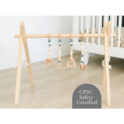 Gray and Wood Baby Gym and Toys - Baby Gym Toys - Wood Play Gym and Toys Gray ~