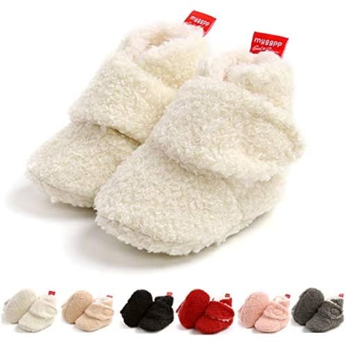 Ohwawadi Infant Baby Slippers Girls Boys Booties Warm Baby Socks Shoes Newborn Crib Shoes Baby Footwear Prewalkers - 0-6 Months Infant - M1982 White