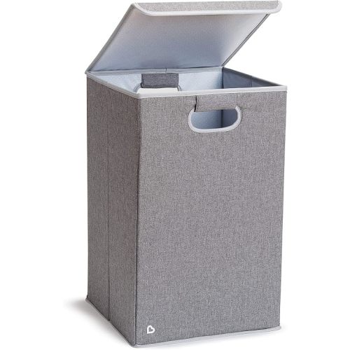 Munchkin Laundry Hamper for Baby and Kids, Collapsible Nursery Organizer with Lid, Grey