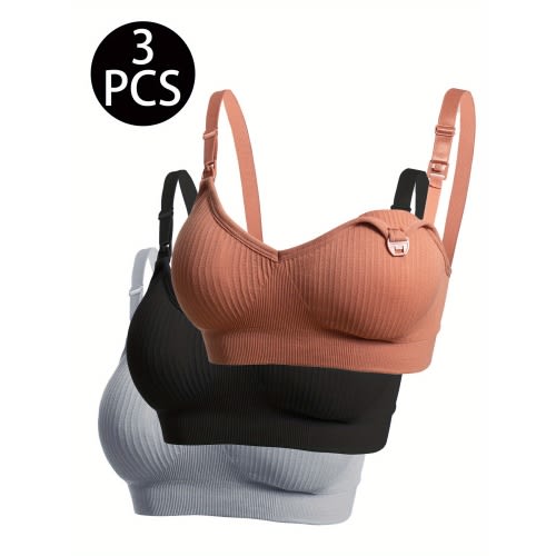 XL [Comfortable Nursing Bra] Soft and Comfortable Nursing Bra for Breastfeeding | Front Opening Button, Detachable Chest Pads, Adjustable Shoulder Straps, Knitted Fabric Suitable for All Seasons