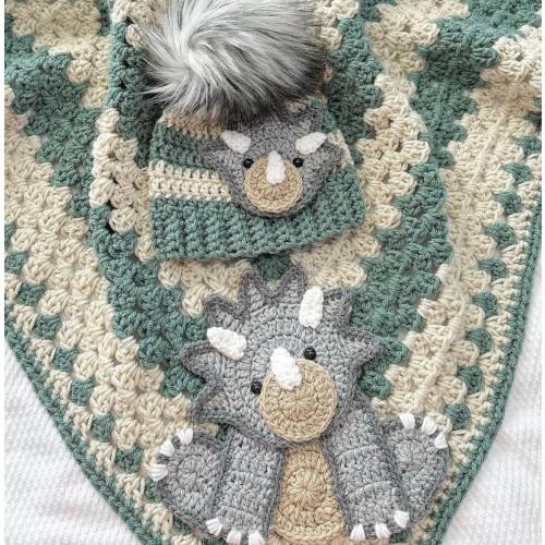 Crochet Baby Blanket - Baby Blanket - Handmade Baby Blanket - Dinosaur Baby Blanket - Crocheted Baby Blanket - Baby Dinosaur