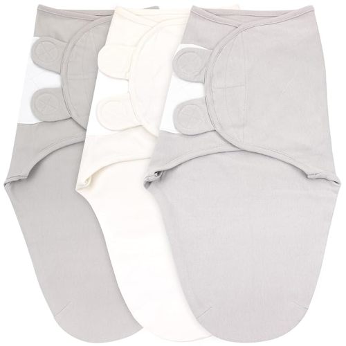 Bublo Baby Swaddles for Newborn Girls - 3 Pack Baby Swaddle Sleep Sacks - 3-6 Months - Pastel Grey-White Solid
