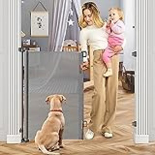 Amazon.com: Momcozy Retractable Baby Gate, 33" Tall, Extends up to 55" Wide, Child Safety Baby Gates for Stairs, Doorways, Hallways, Indoor, Outdoor : Baby