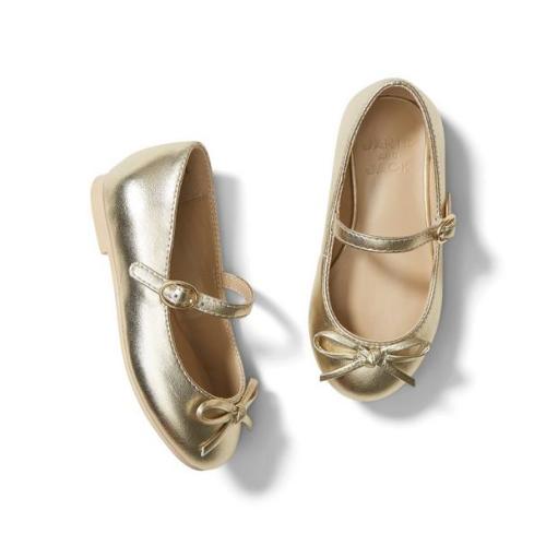 Metallic Bow Ballet Flat, Gold - size 4