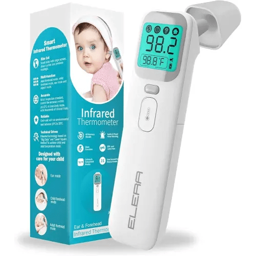 Elera Ear Thermometer for Kids, Baby Thermometer with Forehead and Ear Mode for Adults, Infant, Kids and Toddler, Touchless and 1 Second Reading with Fever Alarm and Mute Function, LCD