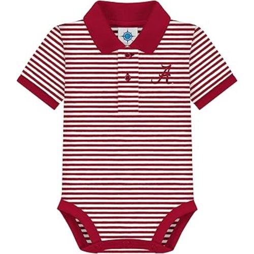 Creative Knitwear College Baby Striped Polo Bodysuit - Team Logo, Multiple Colors, for Boys & Girls (0-12 Months)