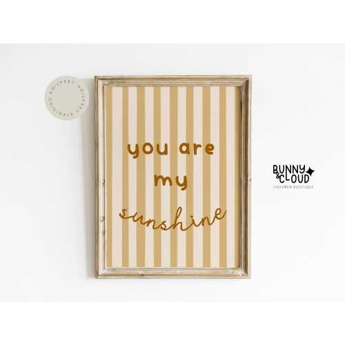 Boho You are my Sunshine Print Minimal Nursery Decor Cute Quote Print Gender Neutral Kids Room Decor Scandinavian Art, Digital Print