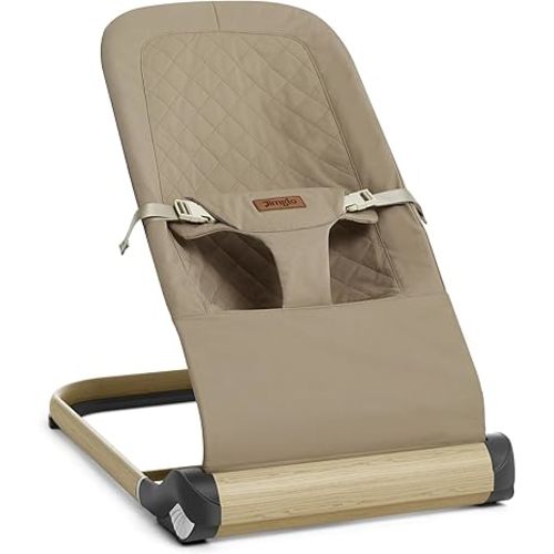 Baby Bouncer, Foldable Infant Bouncer for Babies, Portable Baby Bouncer Seat with Adjustable Height (Polyester, Khaki)