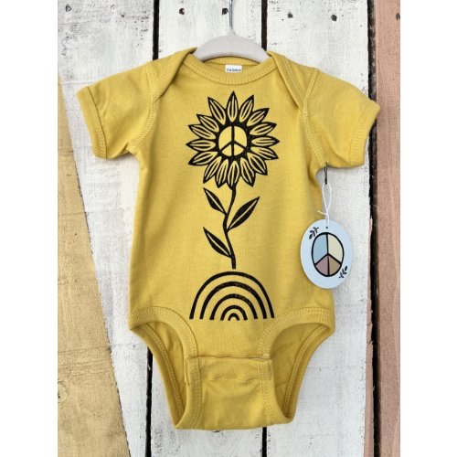 Bliss Baby Bodysuit - Peace Sunflower Baby Onesie — Hippie Baby Co