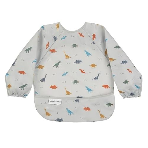 Tiny Twinkle Long Sleeve Bib for Babies & Toddlers | Waterproof Smock Bib for Eating | Machine Washable & Mess-Proof Feeding Essentials | Newborn Shower Gift (Dinosaur, 6–24M)