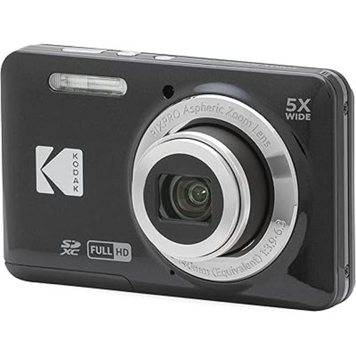KODAK PIXPRO FZ55-BK 16MP CMOS Sensor Digital Camera 5X Optical Zoom 28mm Wide Angle 1080P Full HD Video 2.7" LCD Vlogging Camera (Black)