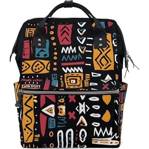 ALAZA African Ethinic Geometric Print Laptop Backpack Anti Theft Purse Backpack for Women Men,15.6 inch Doctor Bag College Backpacks Travel Casual Daypack