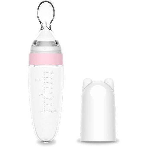 Silicone Squeeze Feeding Spoon, Baby Food Dispensing Spoon With Dust Cover, BPA Free