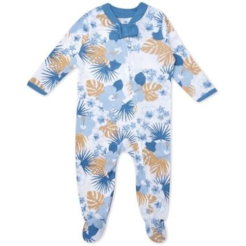 HonestBaby Sleep & Play Footed One-Piece Pajama Sleeper 100% Organic Cotton, Baby Boys