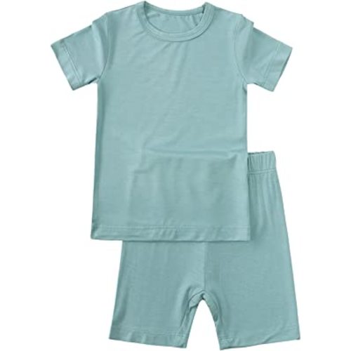 Aablexema Baby Short Summer Pajamas - Viscose Toddler Cool Jammies Pjs 2pcs Kids Sleepwear Set