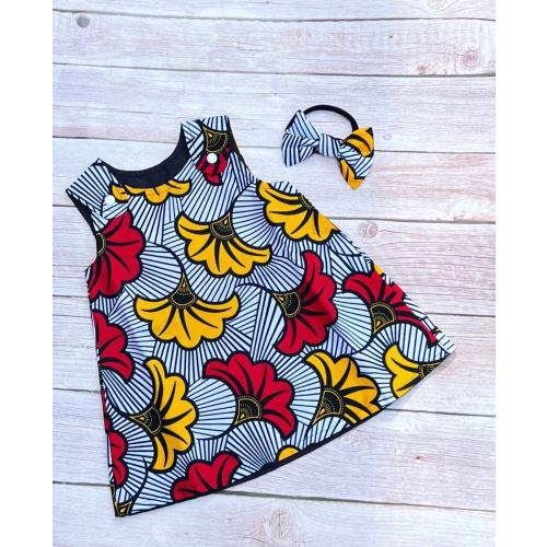 Ankara Dress, African print dress, Ankara baby dress with headband, African baby outfit