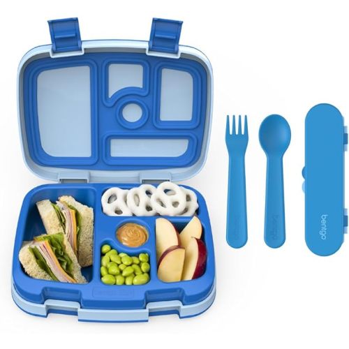 Bentgo® Kids Bento-Style 5-Compartment Lunch Box with Utensils (Blue)