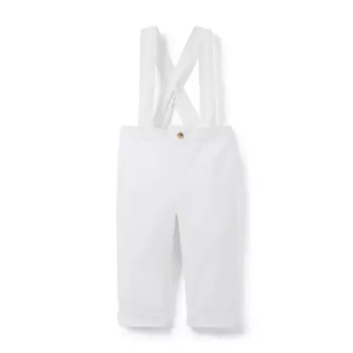 Newborn White Baby Linen-Cotton Suspender Pant by Janie and Jack