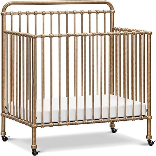 NAMESAKE Winston 4-in-1 Convertible Mini Crib w/Removable Wheels - Converts to Toddler Bed, Daybed & Twin-Size Bed - GREENGUARD Gold Certified - 4 Adjustable Heights - Durable Metal, Easy to Assemble