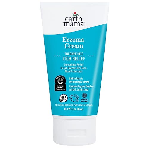 Earth Mama Eczema Cream | Therapeutic Itch Relief Moisturizer Lotion for Itchy Rashes, Bug Bites, Poison Oak, Ivy & Sumac | No Steroids, Artificial Preservatives or Fragrance, 3-oz Tube