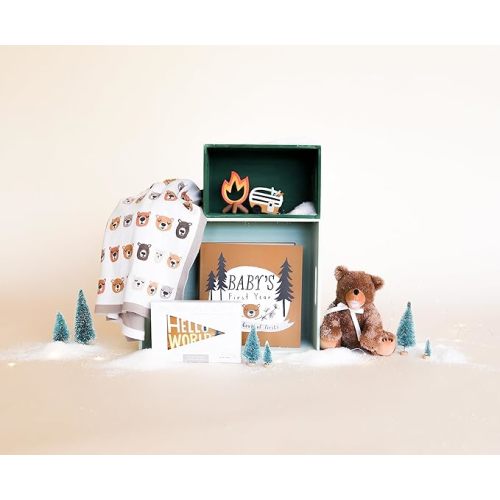 Lucy Darling Little Camper Baby Memory Book - First Year Journal Album To Capture Precious Moments - Milestone Keepsake For Boy Or Girl - Baby Book Gift - Made In USA