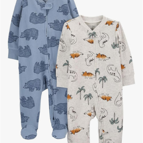 Simple Joys by Carter's Baby Boys' 2-Pack 2-Way Zip Cotton Footed Sleep and Play