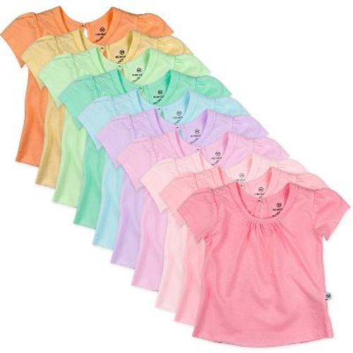 10-pack Organic Cotton Puff Sleeve T-shirts Rainbow Pinks