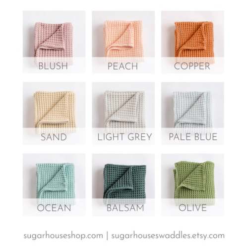 Waffle Baby Blankets in natural earthy colors - made from soft and lofty waffle gauze- blush pink color.