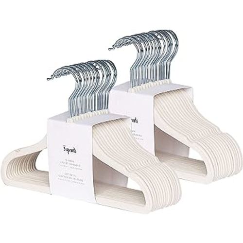 3 Sprouts Baby Velvet, Non-Slip Clothes Hangers - Pack of 30 - Cream 3 Sprouts Baby Velvet, Non-Slip Clothes Hangers - Pack of 30 - Pink