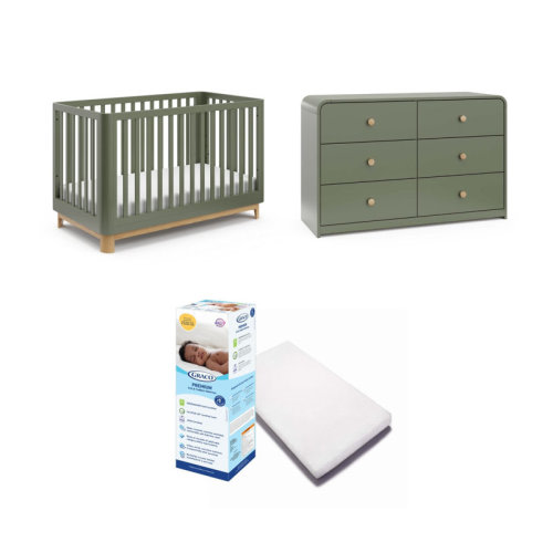 Storkcraft Santos 3-In-1 Convertible Crib With Mattress And Santos 6 Drawer Dresser Nursery Set & Reviews | Wayfair