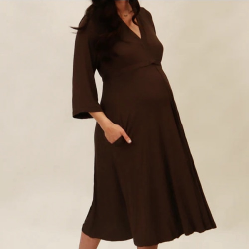 Lila Labor & Postpartum Gown in Mocha