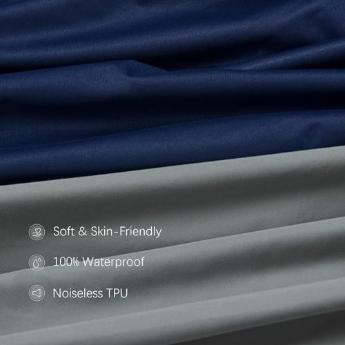 Biloban Mini Crib Sheets Fitted Waterproof 38'' x 24'', 2 Pack Mini Crib Mattress Protector Cover Fits for Dream on Me/Newton Mini Crib Mattress, Portable Mini Crib Sheet for Baby Boys & Girl - Grey & Navy