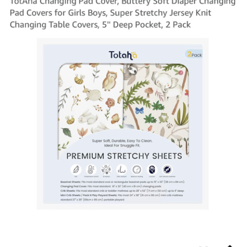 TotAha Changing Pad Cover, Buttery Soft Diaper Changing Pad Covers for Girls Boys, Super Stretchy Jersey Knit Changing Table Covers, 5'' Deep Pocket, 2 Pack