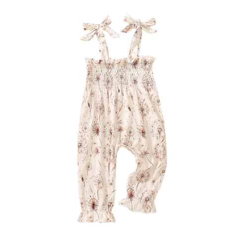 Summer One Piece Outfit Infant Baby Girl Romper Jumpsuit Pants Sleeveless Ruffle Halter Floral Bodysuit Clothes