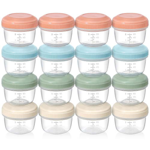 Reusable Plastic Containers with Lids, Snack & Puree, Salad Dressing, Deli & Freezer Baby Food Containers, Dishwasher Safe, BPA Free