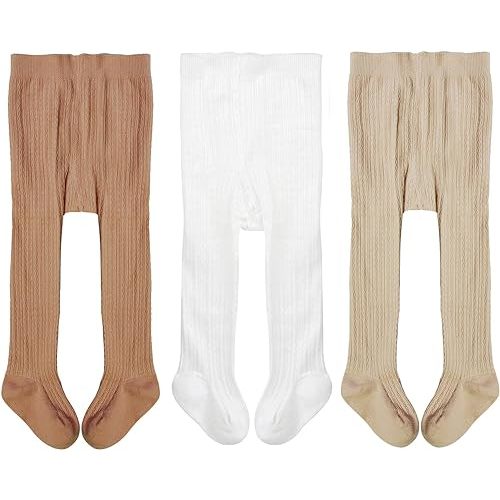 EPEIUS Baby Girls Tights Cable Knit Leggings Stockings Cotton Pantyhose for Newborn Infants Toddlers 3/6 Pack