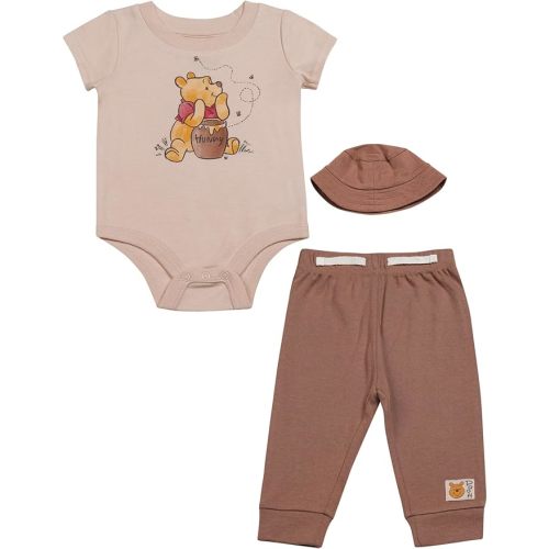 Magic Threadz Disney Clothes Baby Boys 3-Piece Outfit Set with Bodysuit, Pants & Hat – Lion King, Stitch, Pooh & Mickey 0M–9M