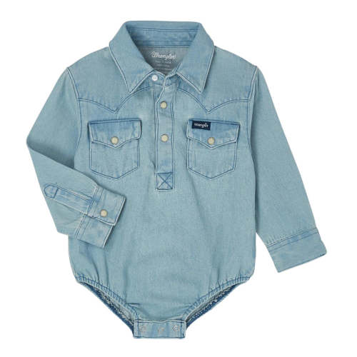 Wrangler® Baby Long Sleeve Bodysuit - Faded Blue (pq1371d)