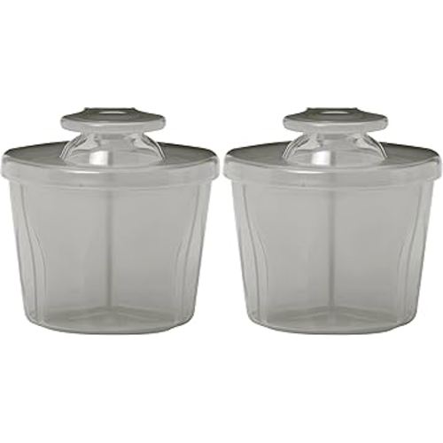 Dr. Brown's Baby Formula Dispenser with Snap-On Lid for On-The-Go Feedings, Milk Powder Dispenser for Traveling with Infant, Gray (Pack of 2)