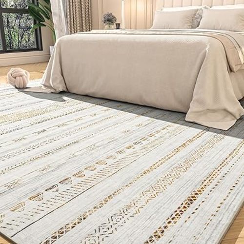 5x7 Area Rugs for Living Room Machine Washable Rug Distressed Indoor Carpet Neutral Moroccan Boho Rug Ultra Soft Area Rug for Bedroom Dining Room Playroom Office, Multi-Color