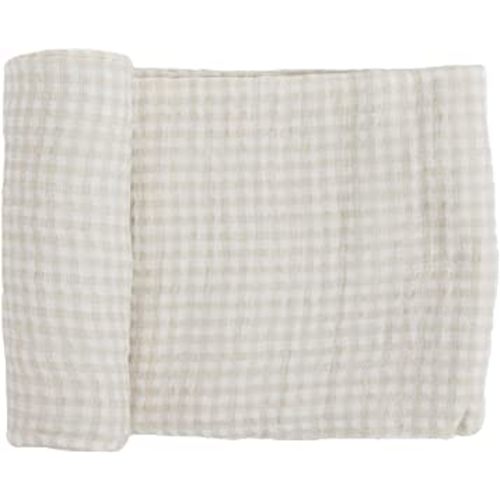 Little Unicorn Premium Cotton Swaddle Baby Blanket | Breathable Fabric | for swaddling, Play, Nursing & More (Tan Gingham)
