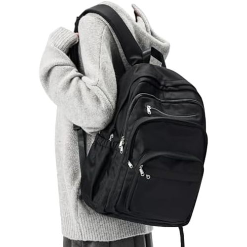 Black College Backpack For Women Men,Lightweight High School Bag,School Backpack With Lots Of Pockets,Cute Bookbag For Teens Boys Girls,Casual Daypack Backpack For School